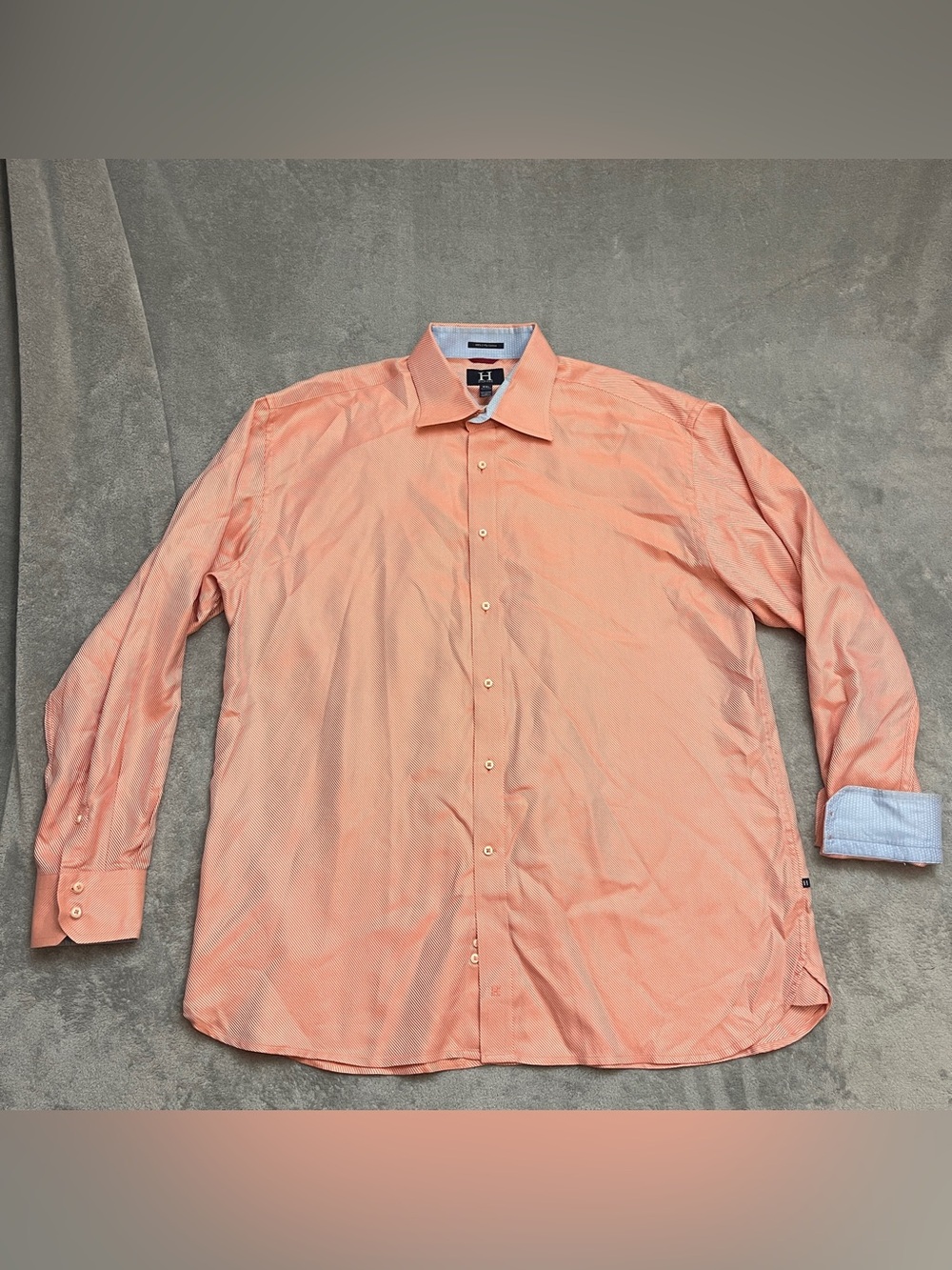 TOMMY HILFIGER Vintage Men's Orange 100's 2 Ply Pinpoint Dress Button Shirt XXL